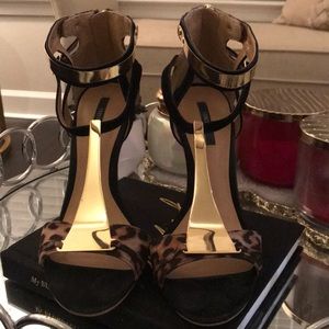 Fierce Leopard Print Gold Detailed Heels